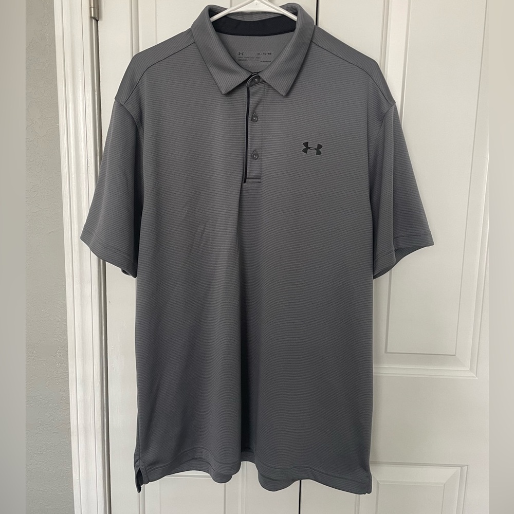 Under Armour Heat Gear Grey Short Sleeve Collared Polo Shirt - Men’s XL